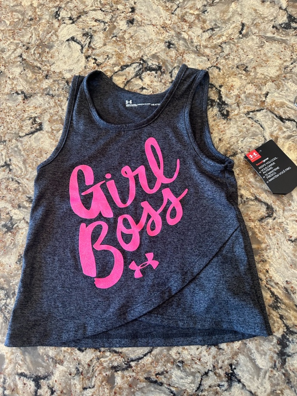 Under Armour Heat Gear Tank GIRL BOSS girls Size 4 New Hot Pink NWT